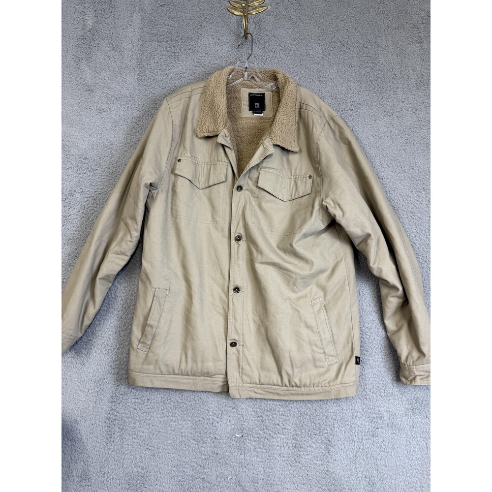 O'Neill Jacket Mens X-Large Tan Sherpa Lined Canvas Trucker Coat‎ Style 40102510
